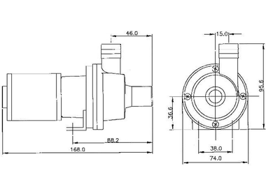 Totton DC 30/5, Kreiselpumpe mit Magnetkupplung, Abmessungen