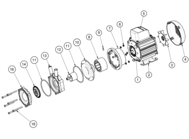 HPR 10/15, Pumpe mit Magnetkupplung, Ersatzteilzeichnung