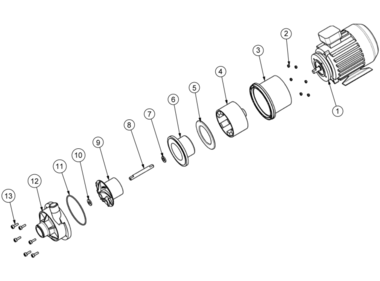 NEMP 120/8, Kreiselpumpe mit Magnetkupplung, Ersatzteilzeichnung