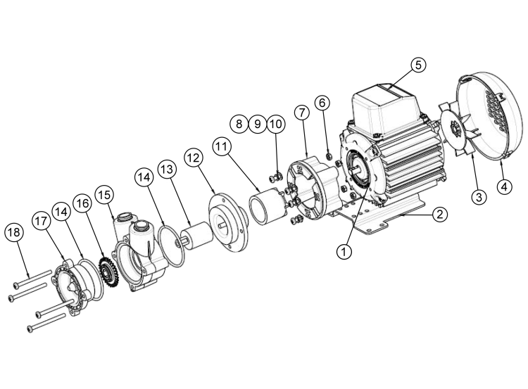 HPR 6/11, Pumpe mit Magnetkupplung, Ersatzteilzeichnung